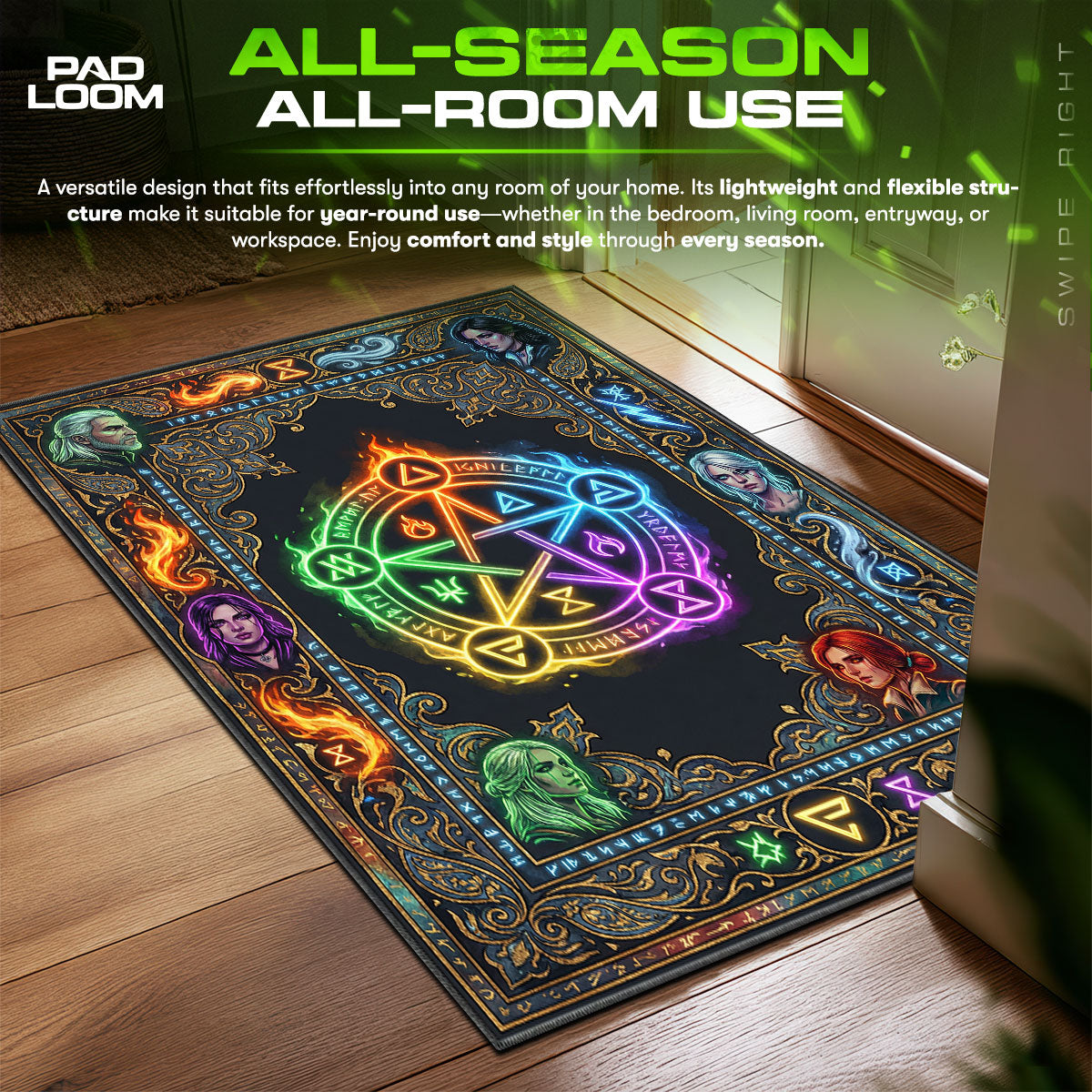Witcher Rug Witcher Signs Rune Circle Rug - The Witcher 3 Chair Mat – Padloom