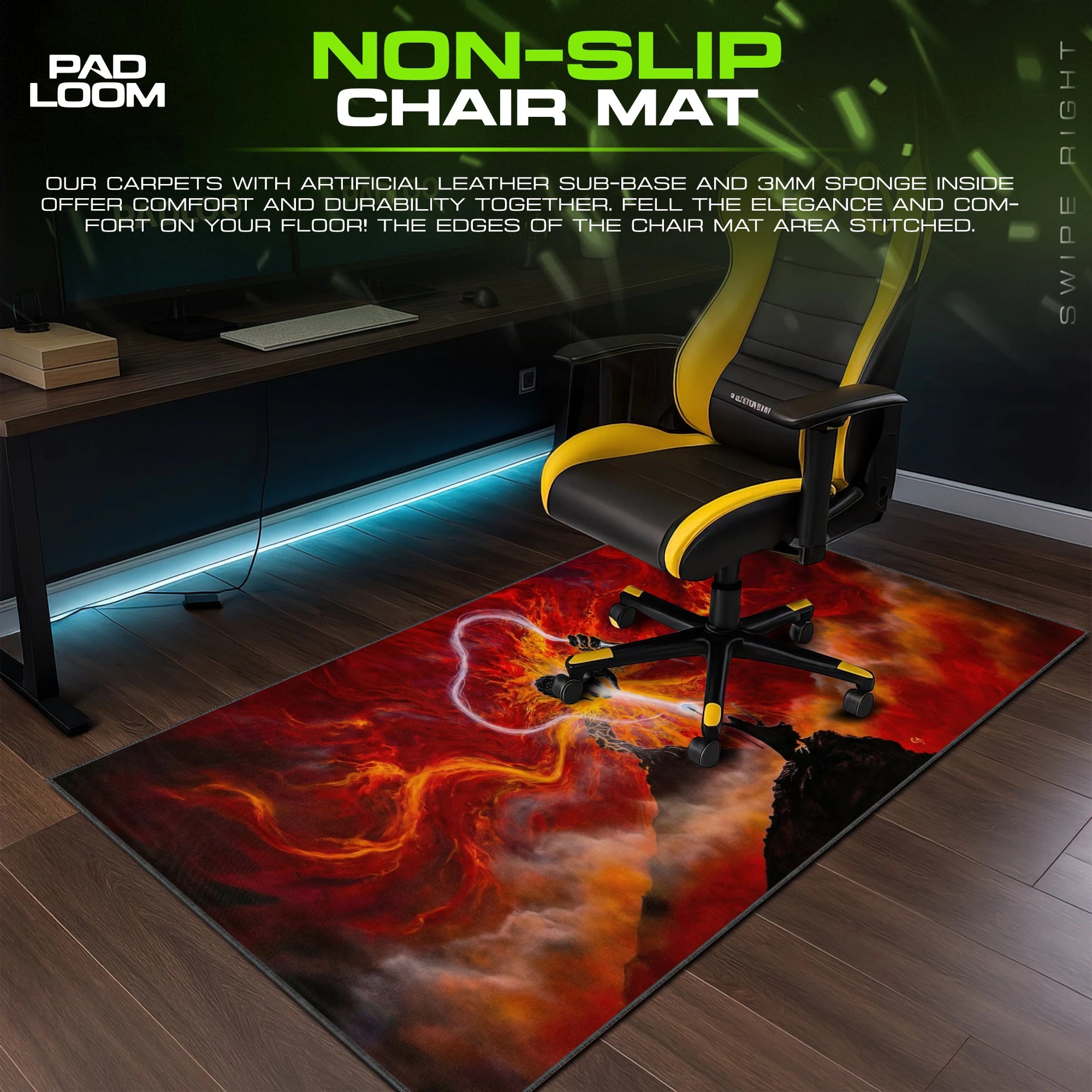 Wizard vs Balrog Bridge – stitched-edge, non-slip mouse pad detail