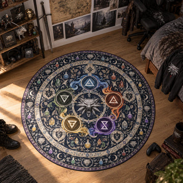 Wolf Medallion Round Rug - Witcher Chair Mat