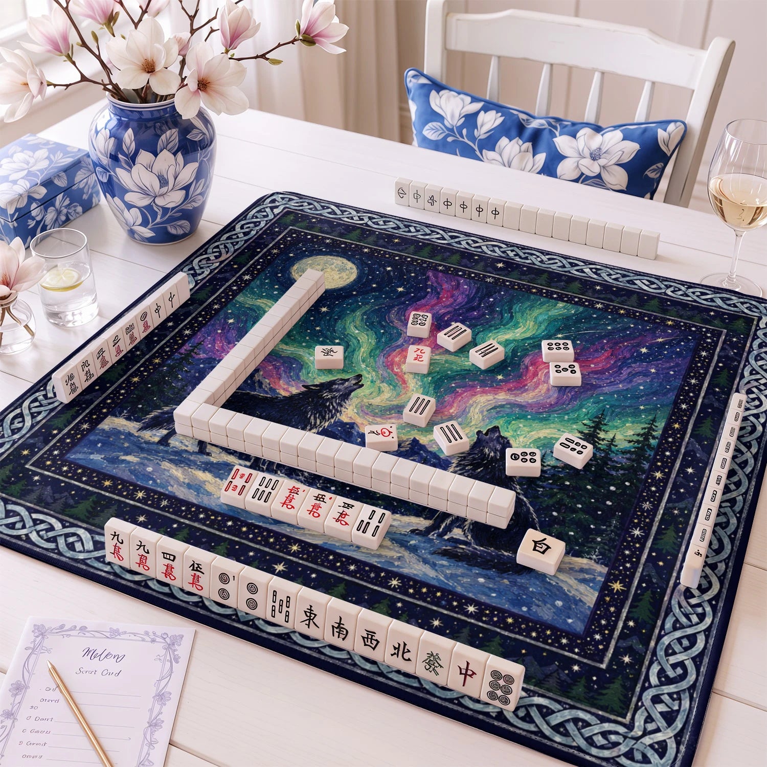 Wolf Moon mahjong mat – M (60x60 cm) and L (81x81 cm) sizes