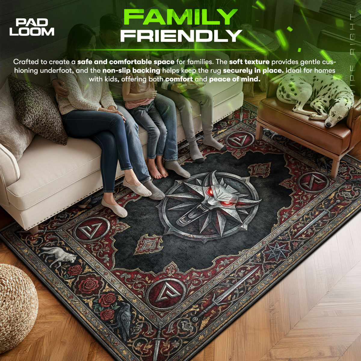 Wolf School Medallion Gothic Rug - The Witcher Chair Mat