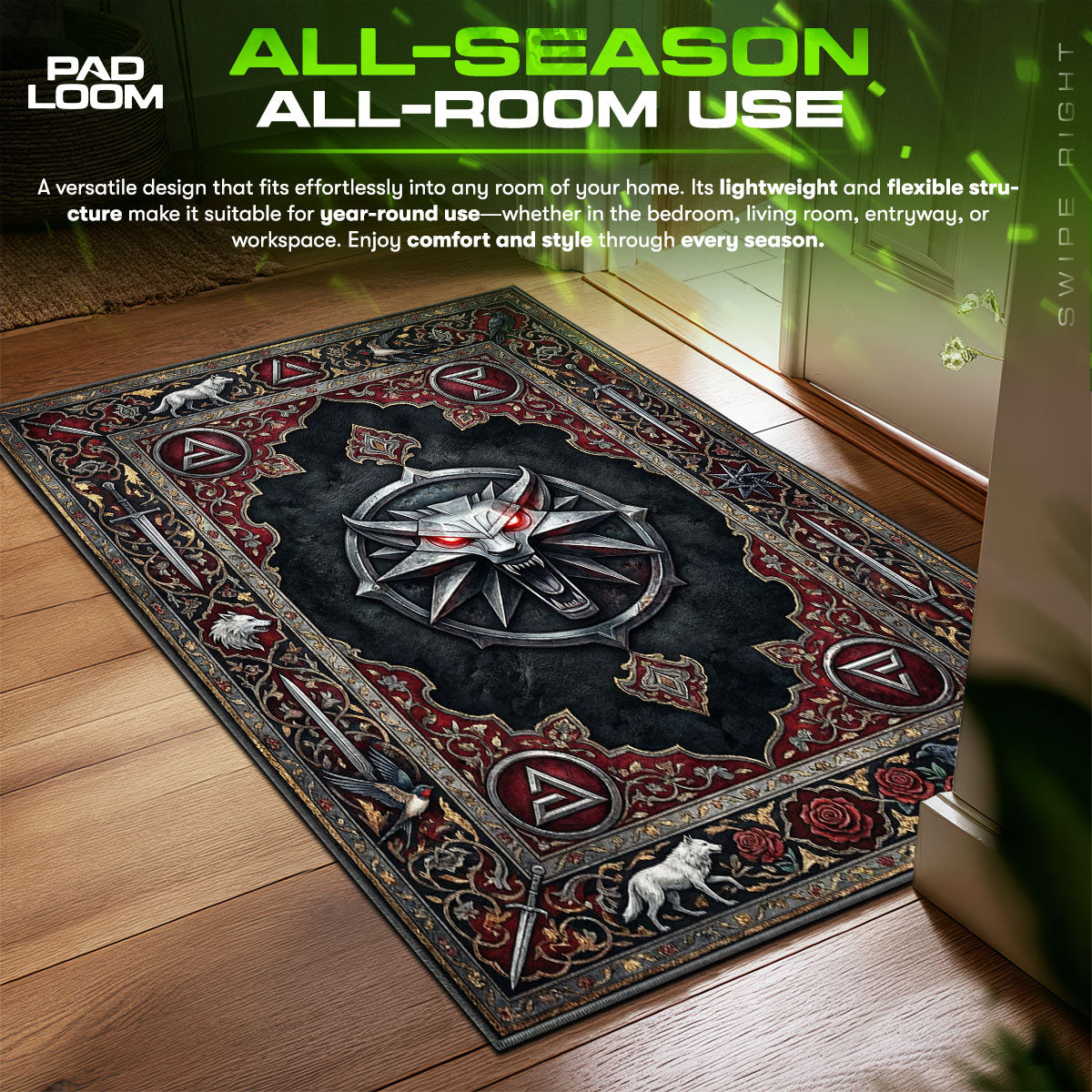 Wolf School Medallion Gothic Rug - The Witcher Chair Mat