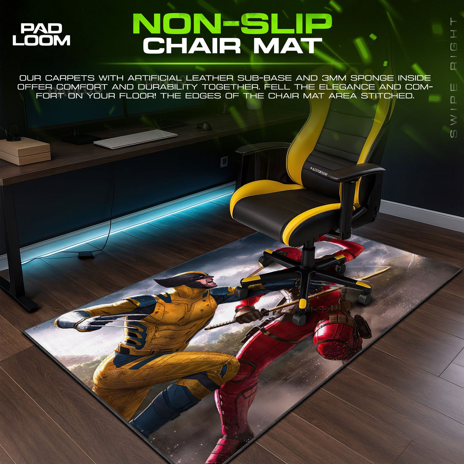 Wolverine desk mat showing full gaming artwork
