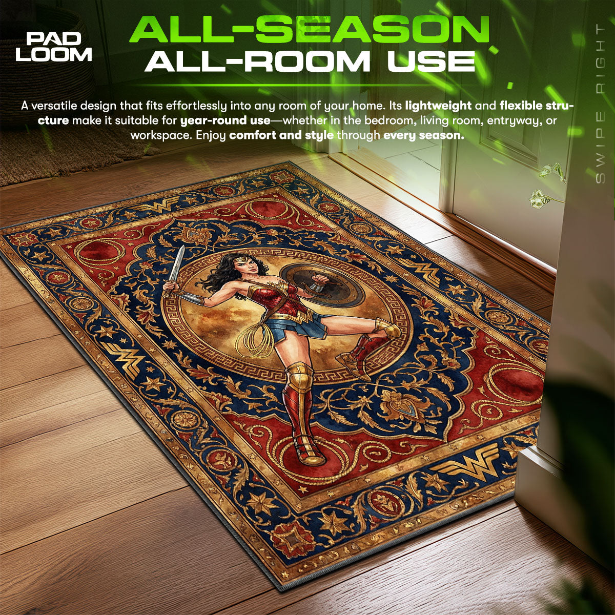 Wonder Woman Amazon Tapestry DC Comics Room fan rug — premium quality print