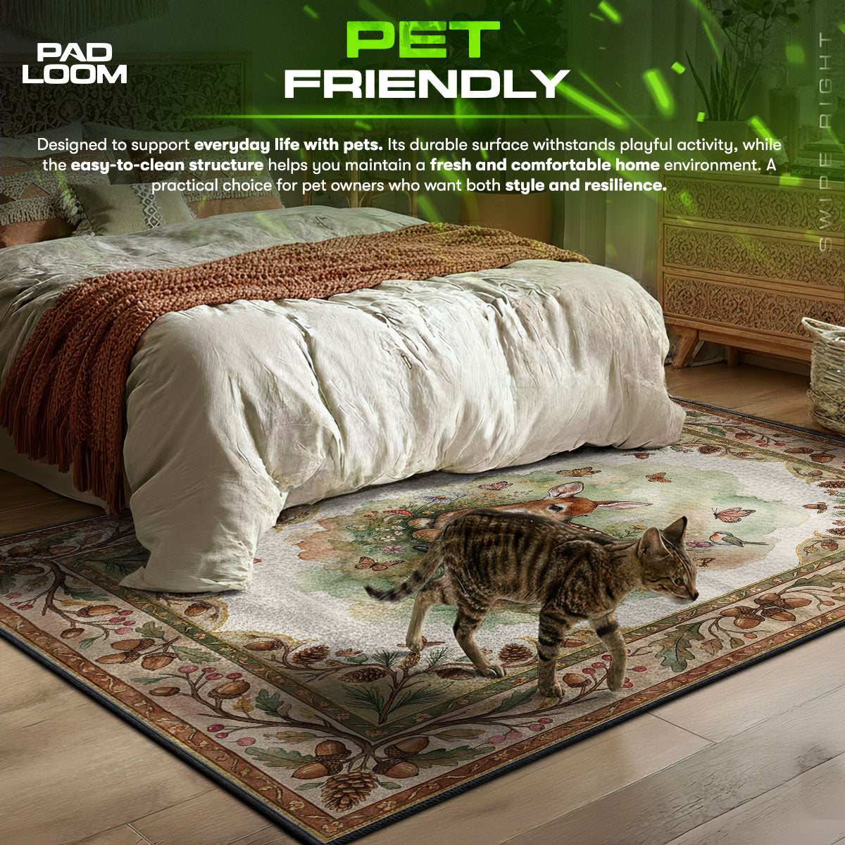 Woodland Baby Deer Rug - Kids Room Floor Mat