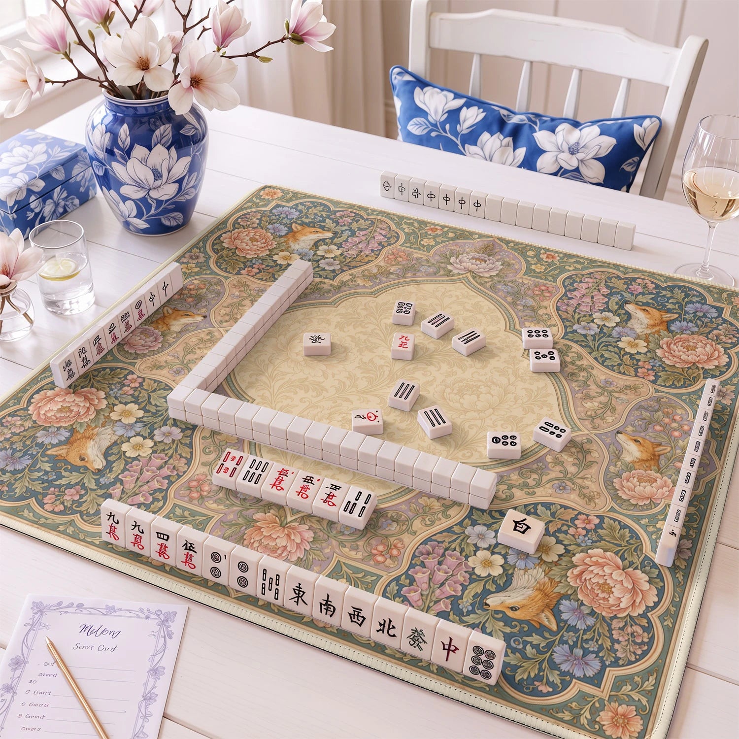Woodland Fox mahjong mat – M (60x60 cm) and L (81x81 cm) sizes