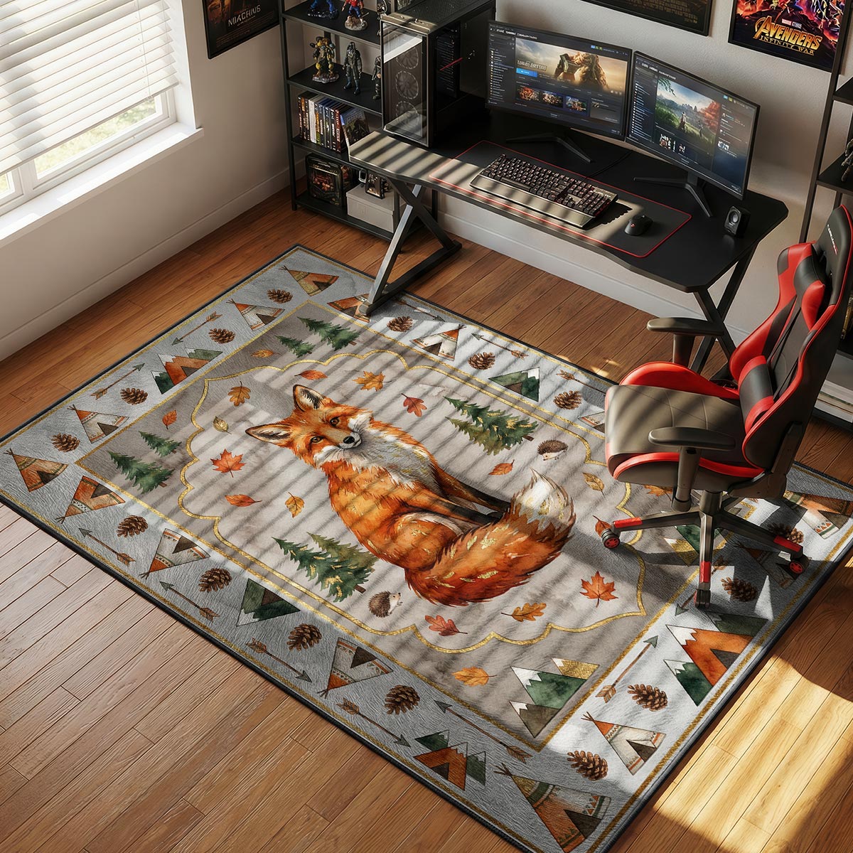 Woodland Fox Teepee Rug - Kids Floor Mat