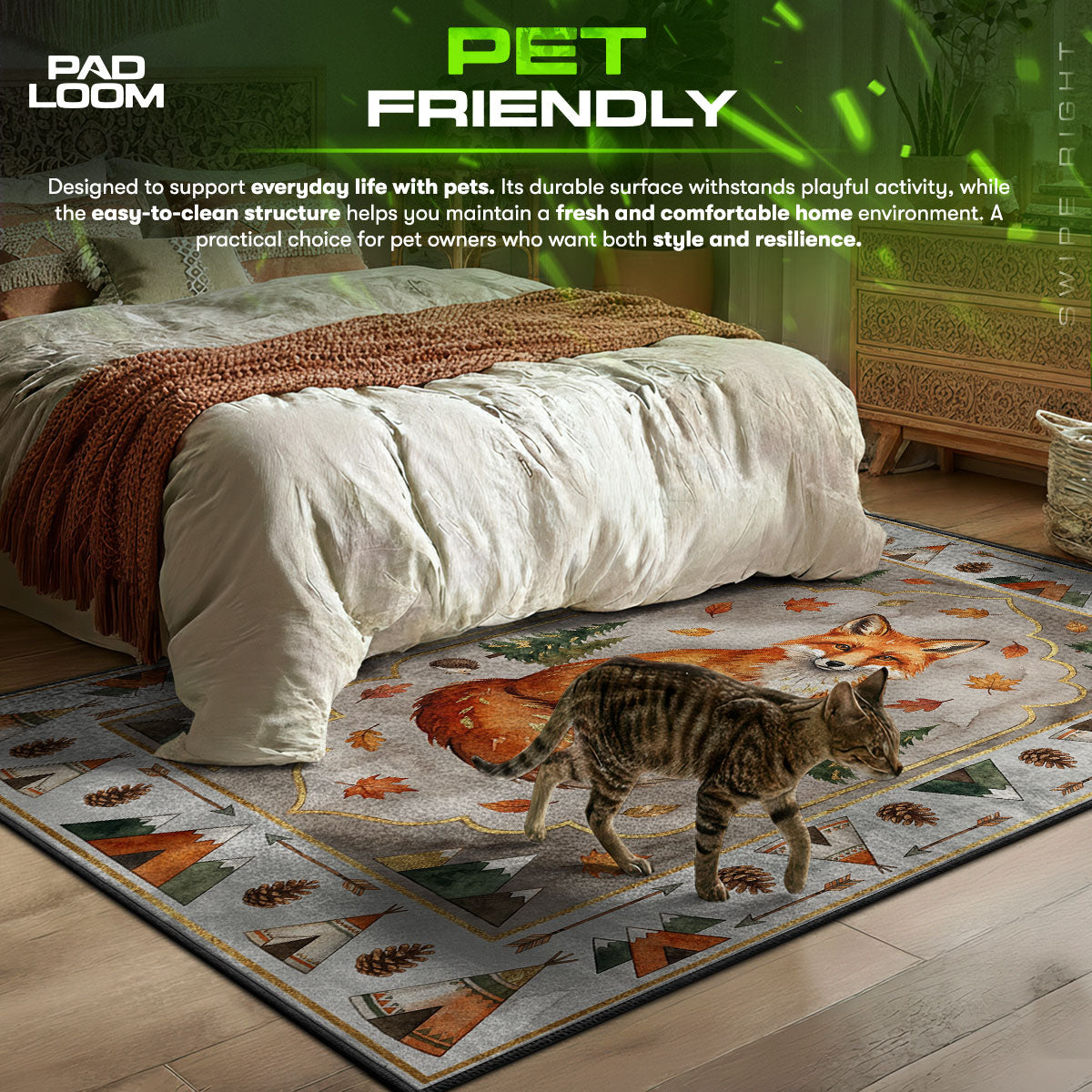 Woodland Fox Teepee Rug - Kids Floor Mat