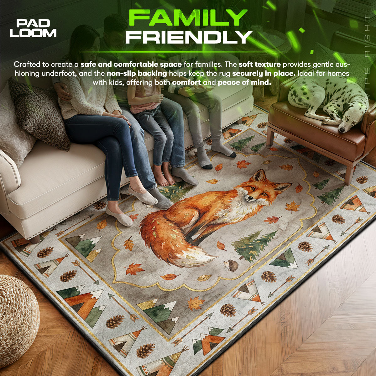 Woodland Fox Teepee Rug - Kids Floor Mat