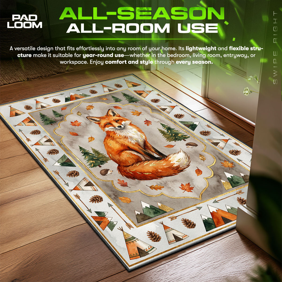 Woodland Fox Teepee Rug - Kids Floor Mat