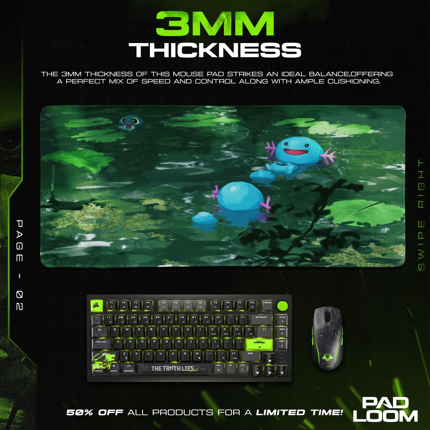 Wooper Pond Mouse Pad, Pokémon Water Desk Mat Padloom
