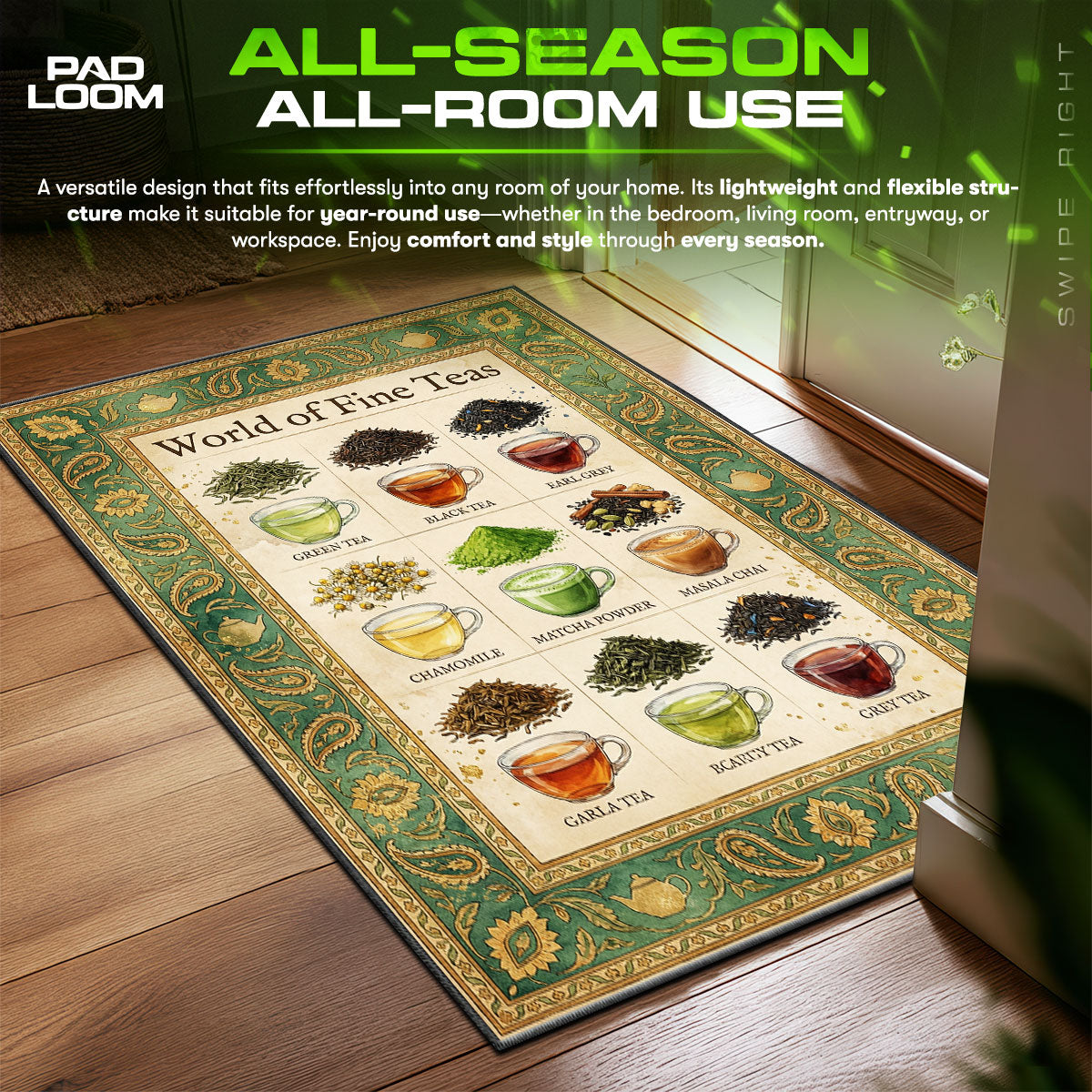 Detailed close-up of World rug pattern