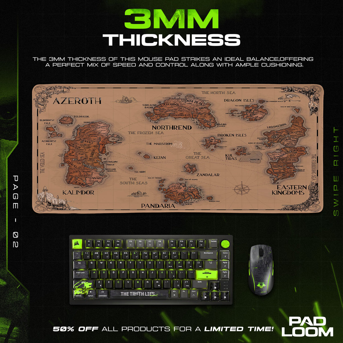 World of Warcraft Azeroth Map Mouse Pad – Explorer Game Desk Mat