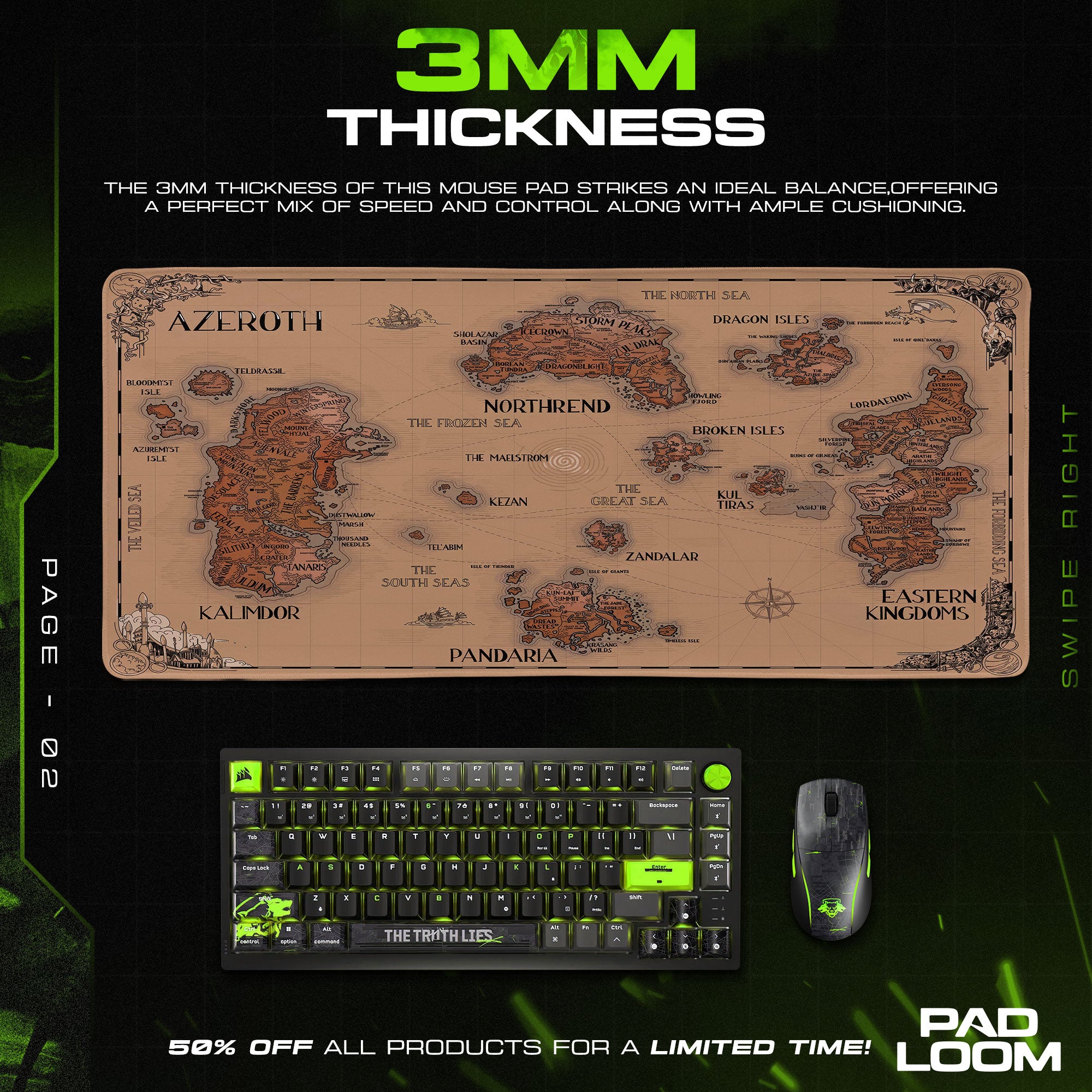 World of Warcraft Azeroth Map Mouse Pad – Explorer Game Desk Mat