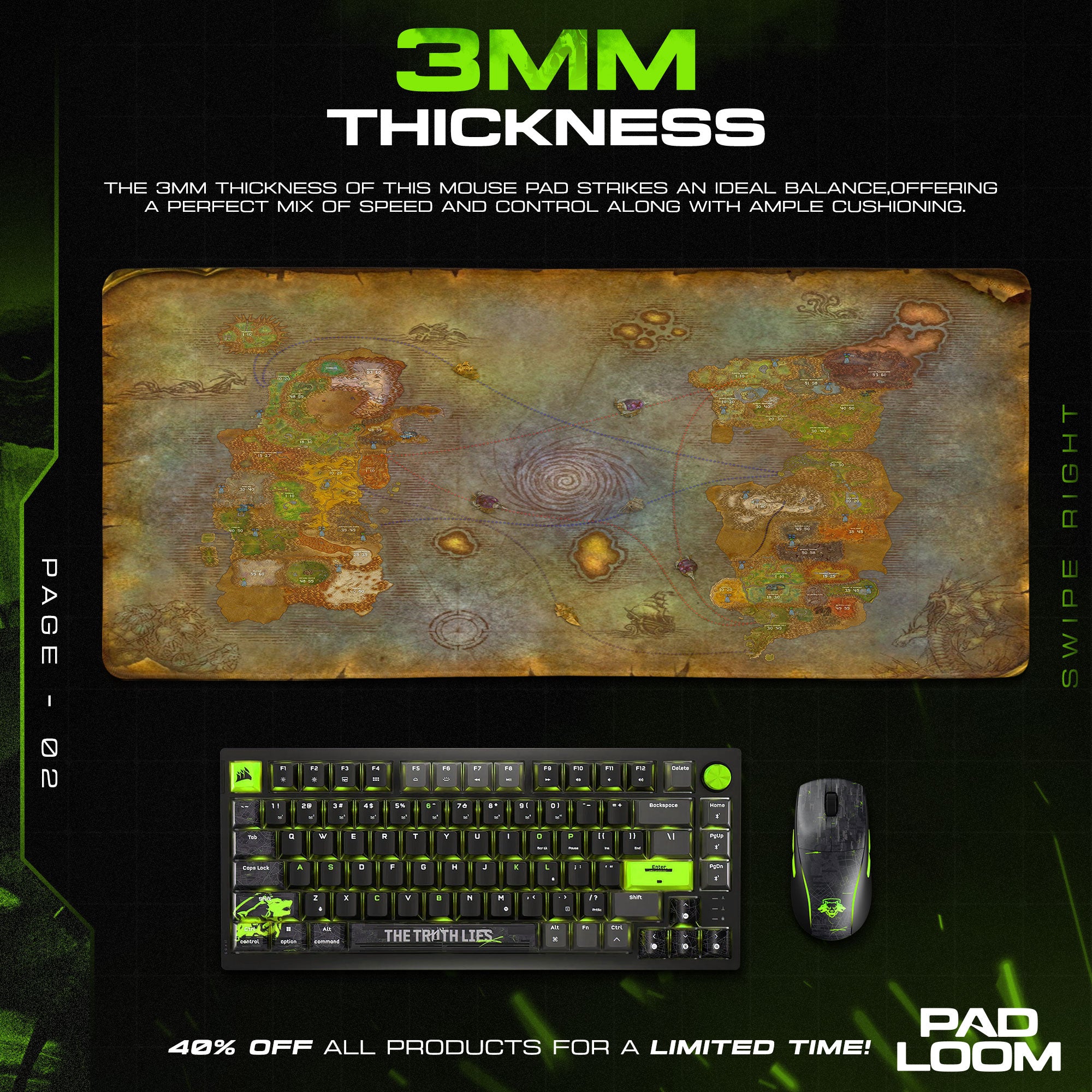World of Warcraft Azeroth Map Mouse Pad – Gaming Desk Mat