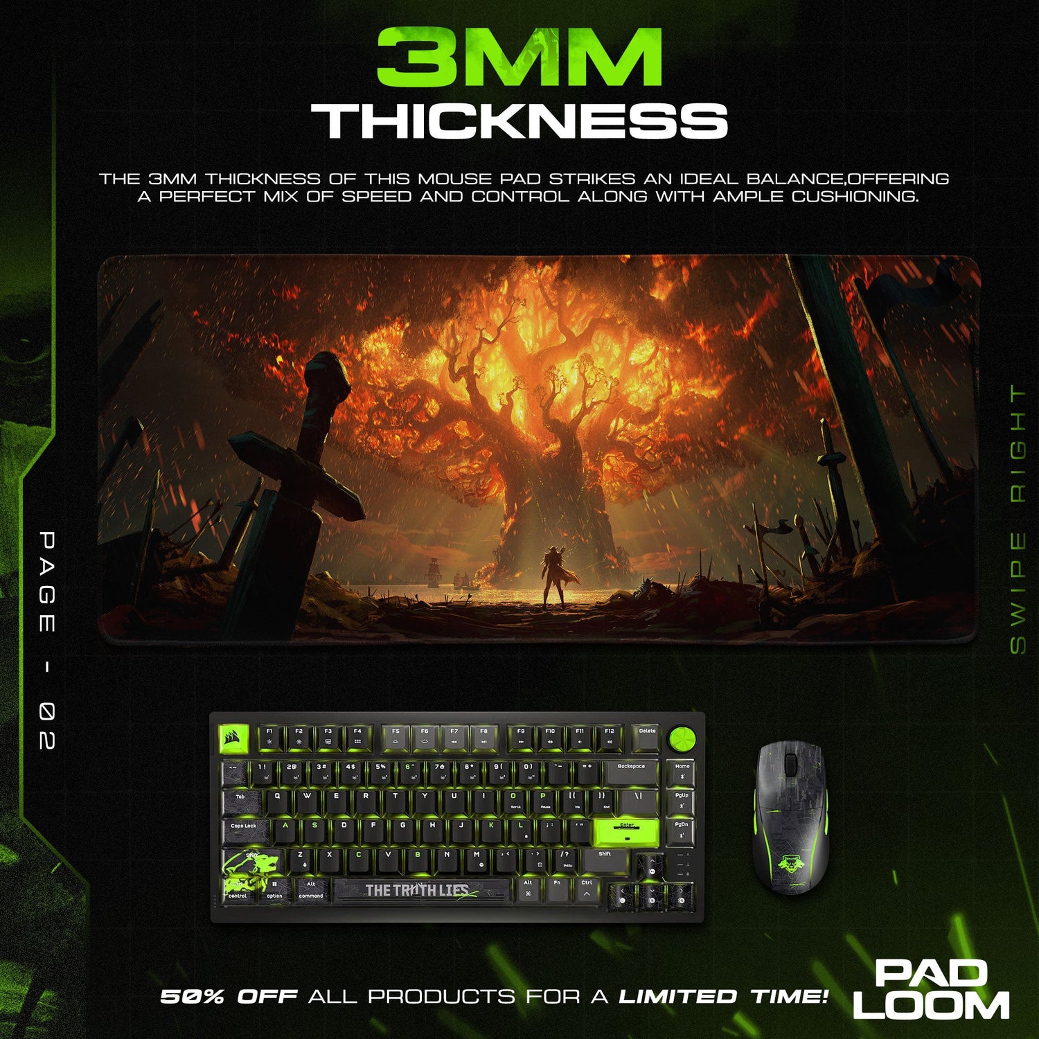 World of Warcraft Burning World Tree Mouse Pad, Gaming Desk Mat Padloom