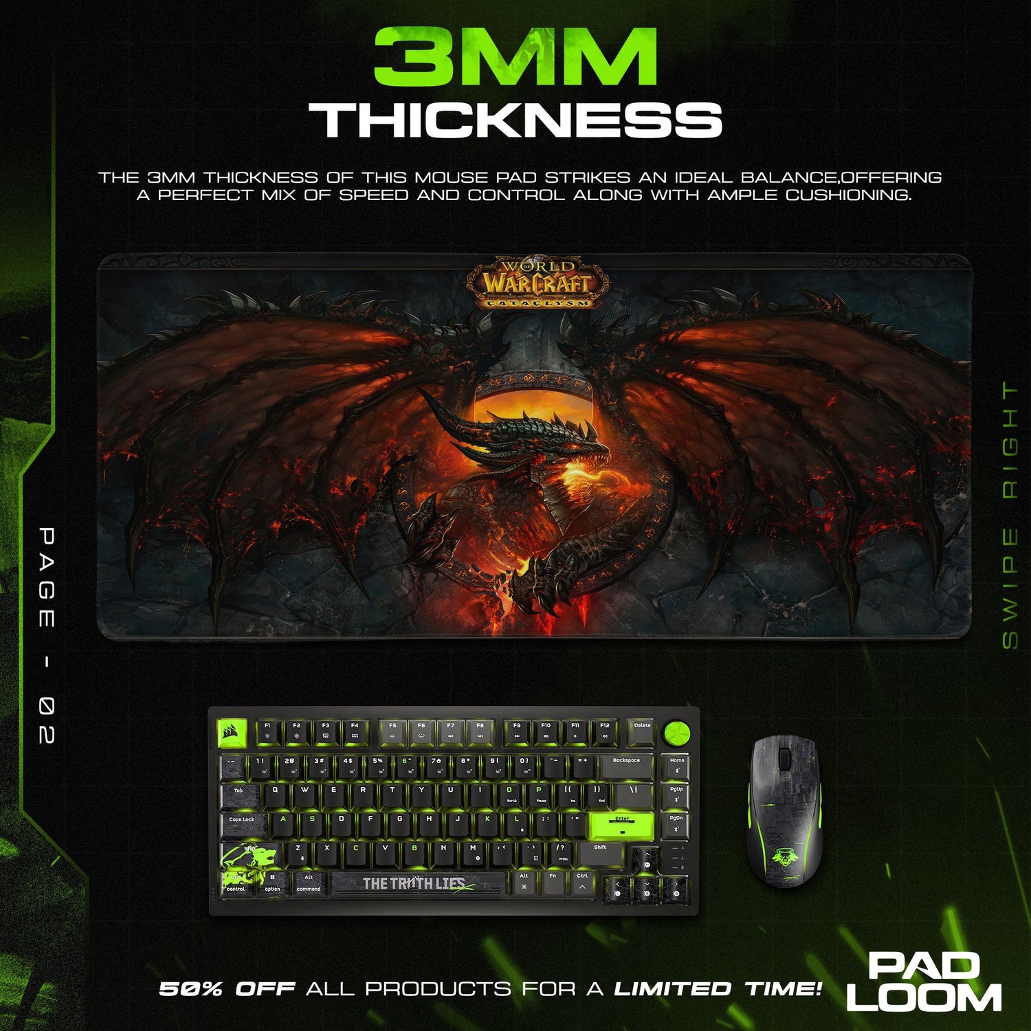 World of Warcraft Deathwing Mouse Pad – Dragon’s Wrath Game Desk Mat Padloom