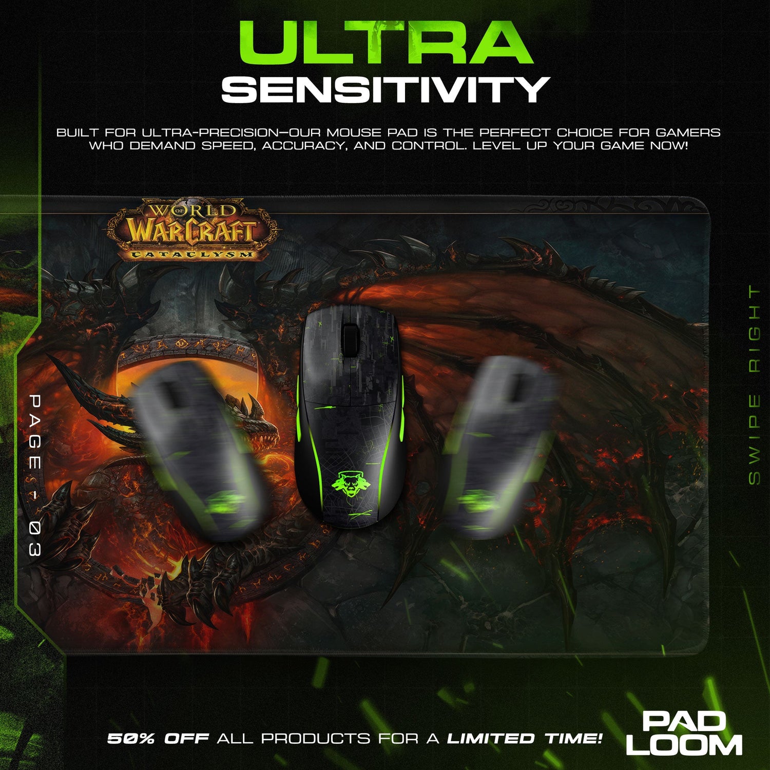 World of Warcraft Deathwing Mouse Pad – Dragon’s Wrath Game Desk Mat Padloom