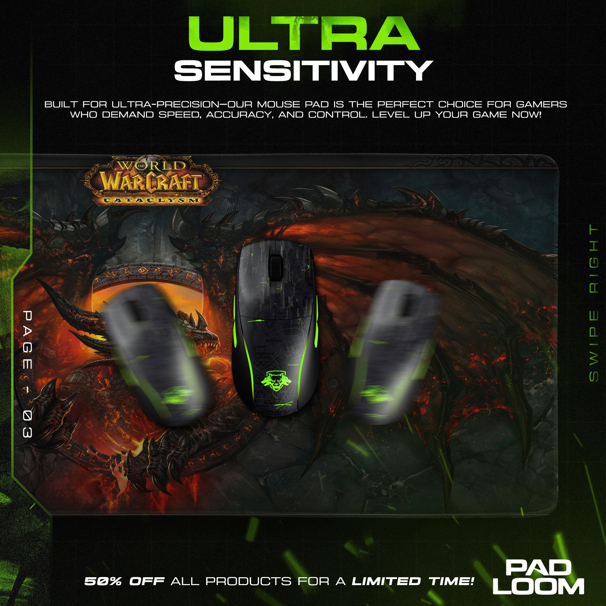 World of Warcraft Deathwing Mouse Pad – Dragon’s Wrath Game Desk Mat