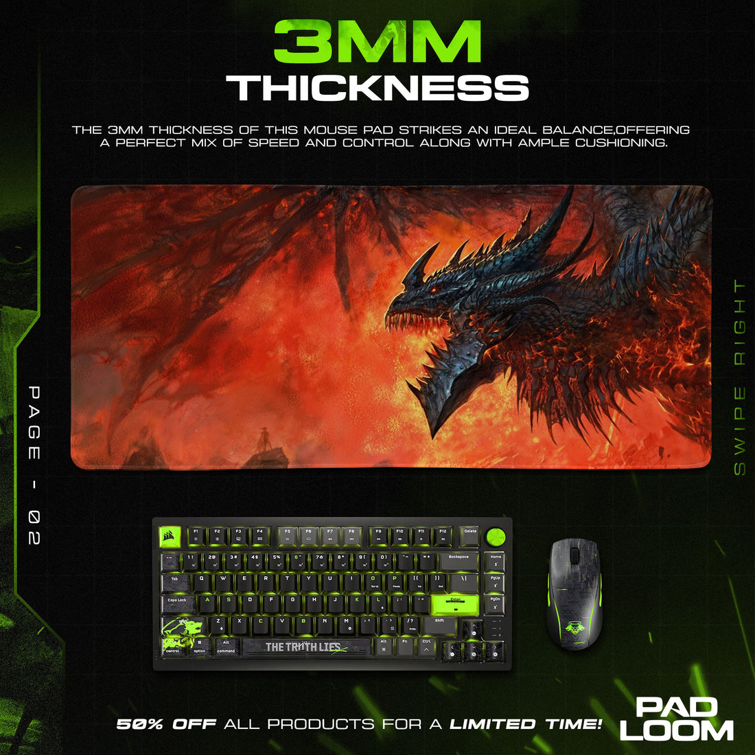 World of Warcraft Deathwing Mouse Pad – Firestorm Inferno Game Desk Mat