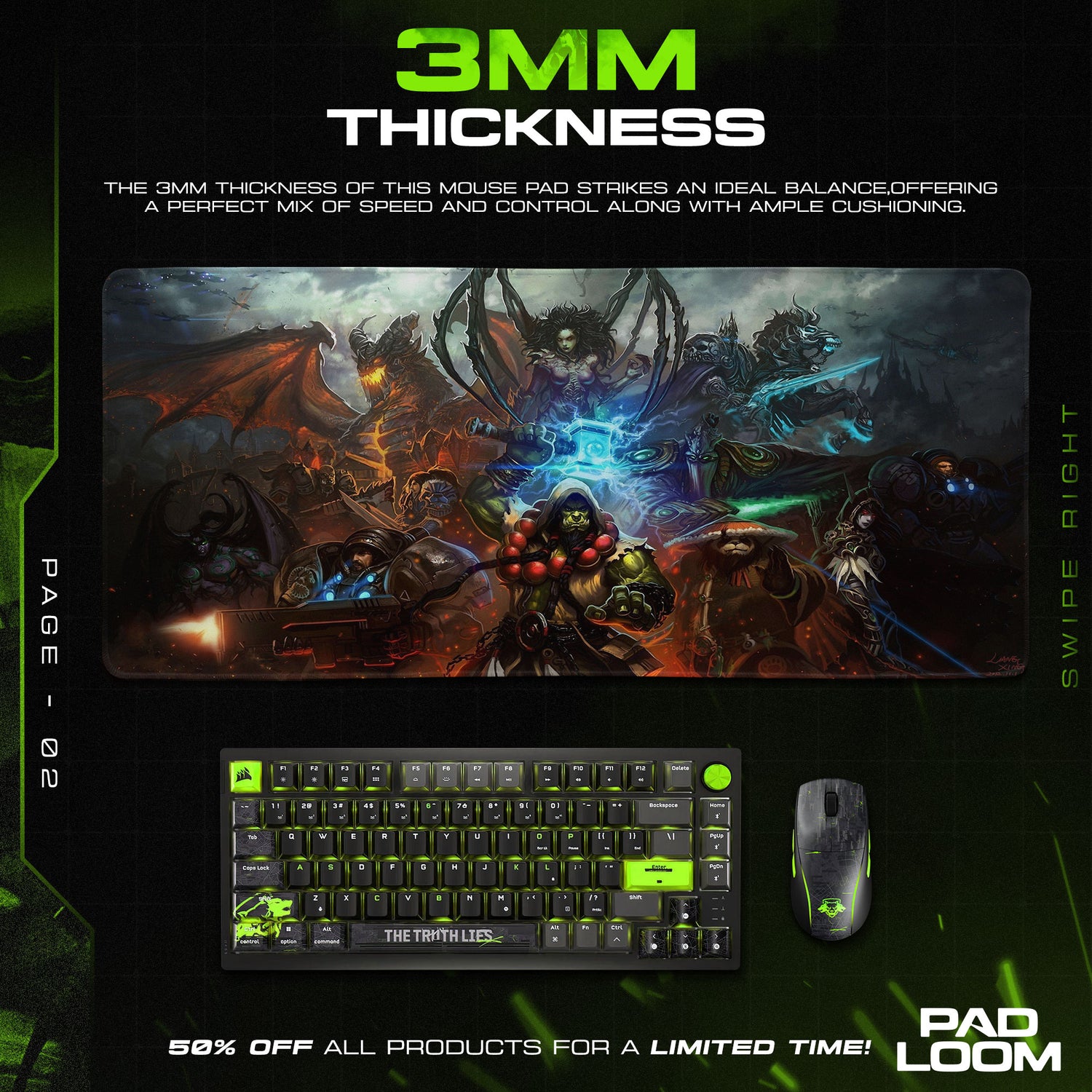 World of Warcraft Epic Battle Mouse Pad, MOBA Gaming Desk Mat