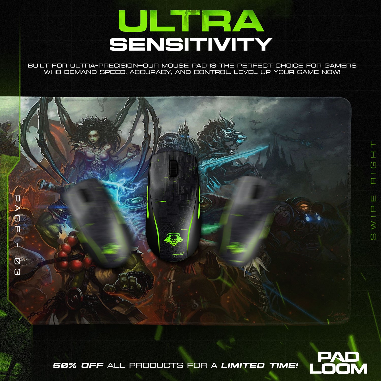 World of Warcraft Epic Battle Mouse Pad, MOBA Gaming Desk Mat