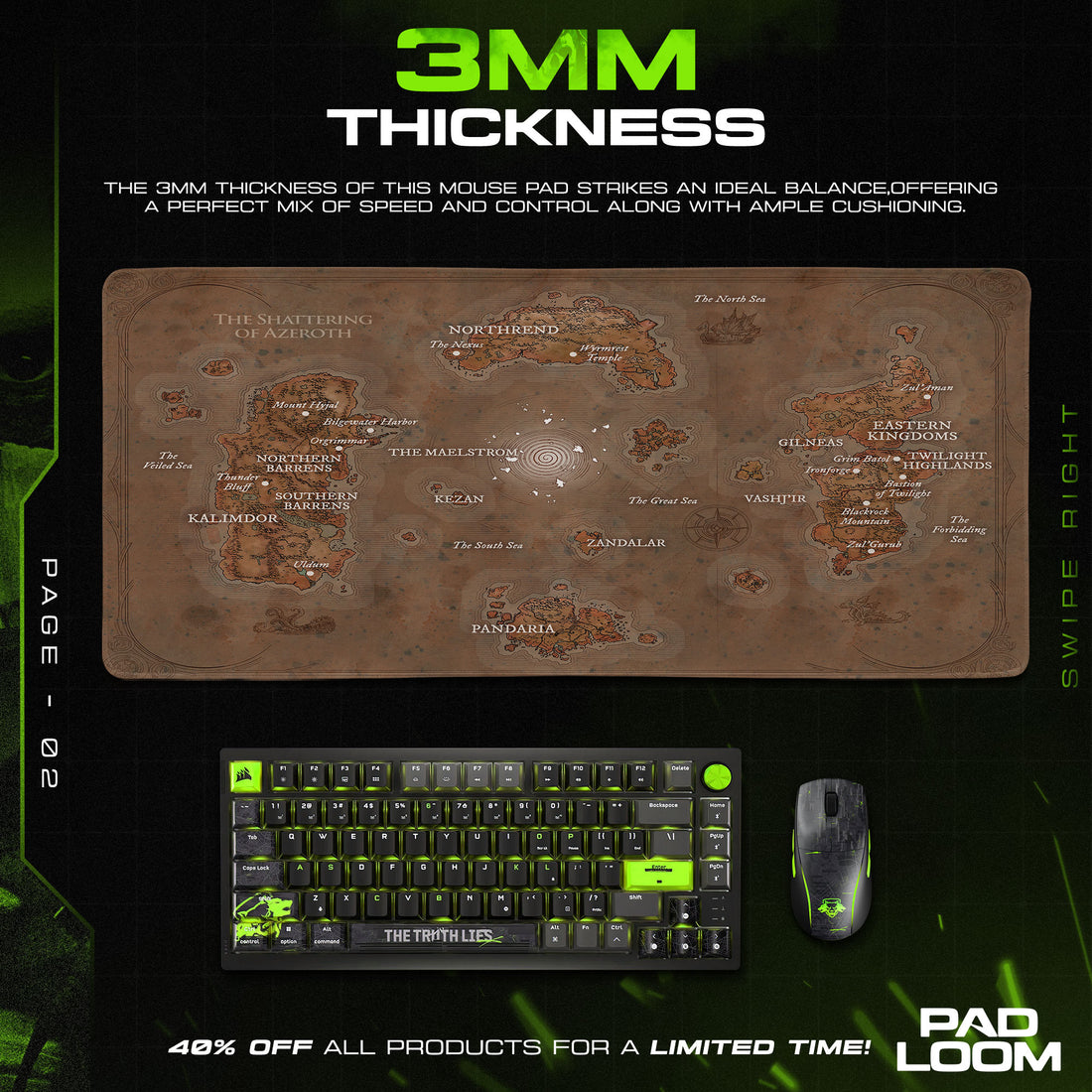 World of Warcraft Shattering of Azeroth Mouse Pad – Gaming Desk Mat