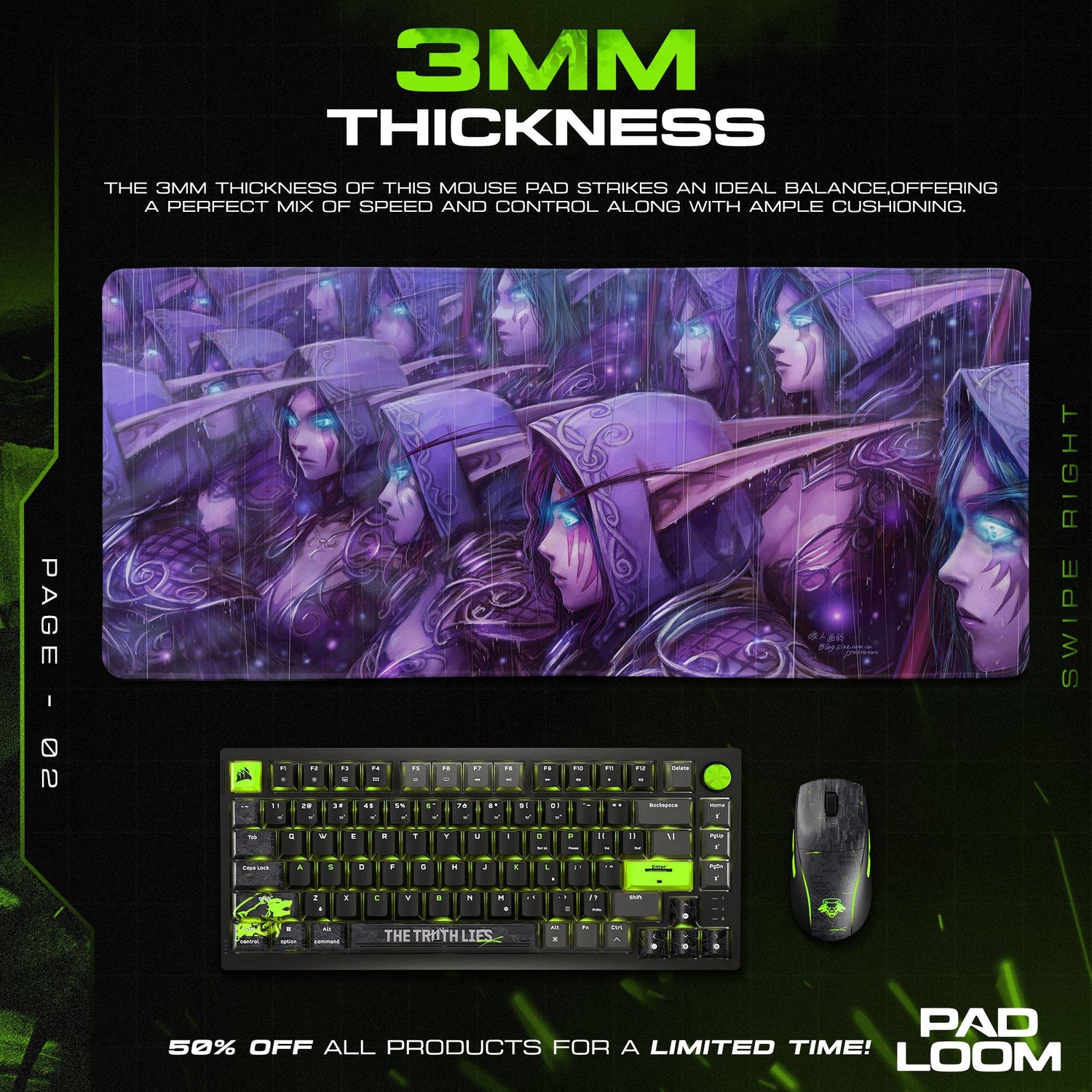 World of Warcraft Sylvanas Shadows Mouse Pad, MOBA Gaming Desk Mat Padloom