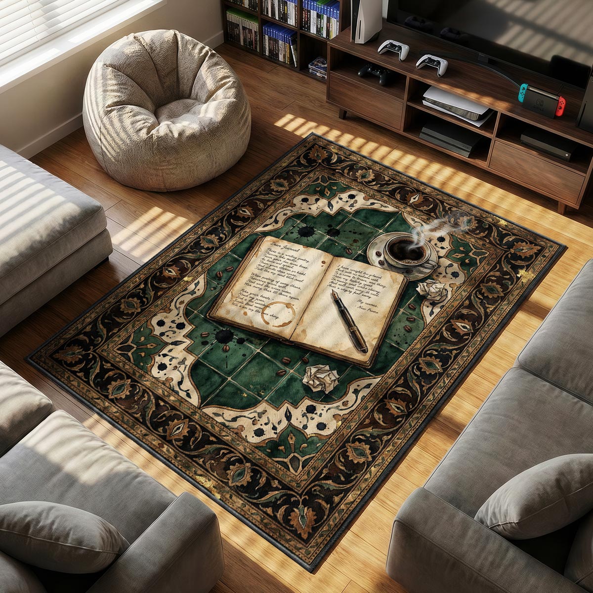 Area character design printed on rug