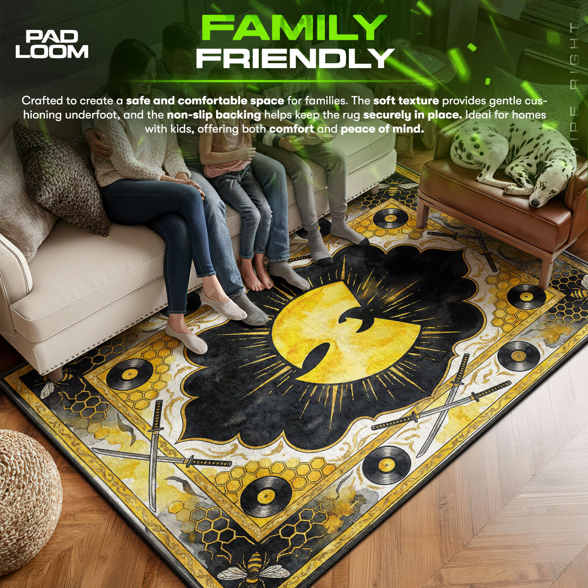 Wu area rug showing full home decor artwork