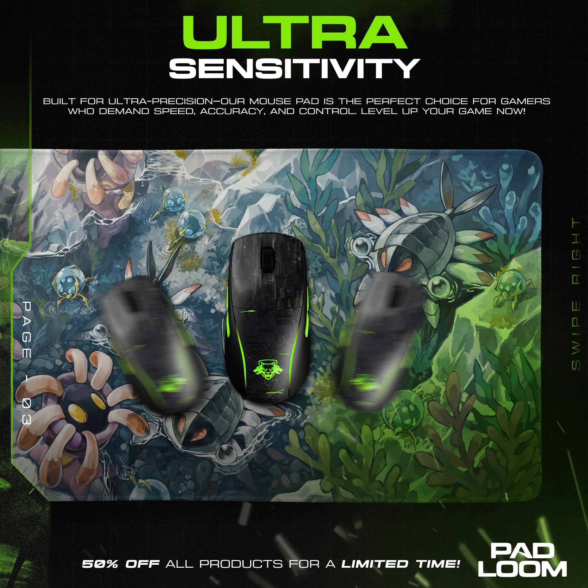 Wugtrio Coral Reef mouse pad – 11 sizes from 30×40 cm to XXL desk mat
