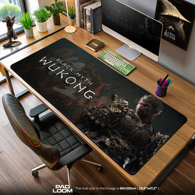 Wukong Warrior Armor Mouse Pad, Black Myth Game Desk Mat