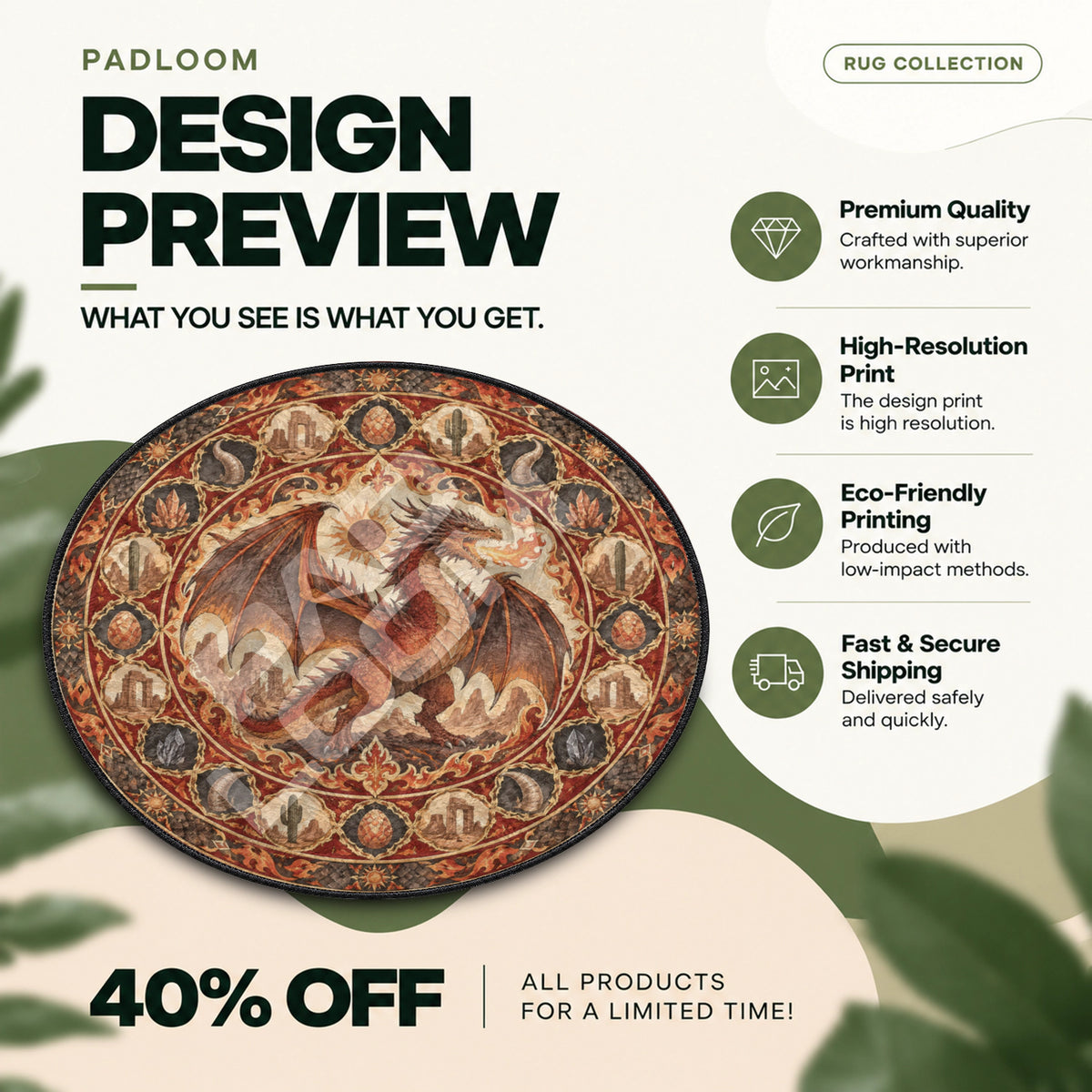 Wyvern Ember Round Rug - Ark Survival Chair Mat