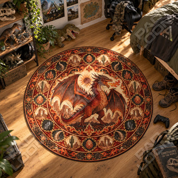 Wyvern Ember Round Rug - Ark Survival Chair Mat