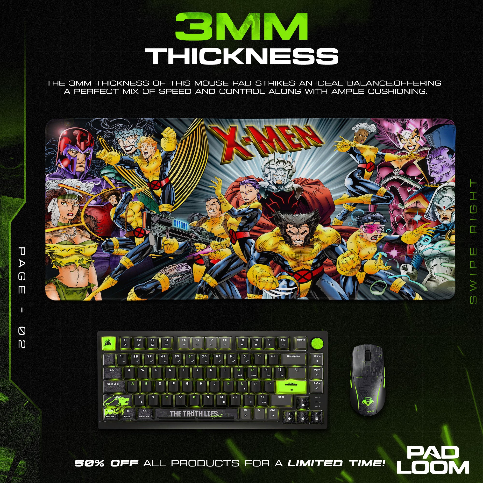 X-Men Mouse Pad, Classic Team Marvel Gaming Desk Mat