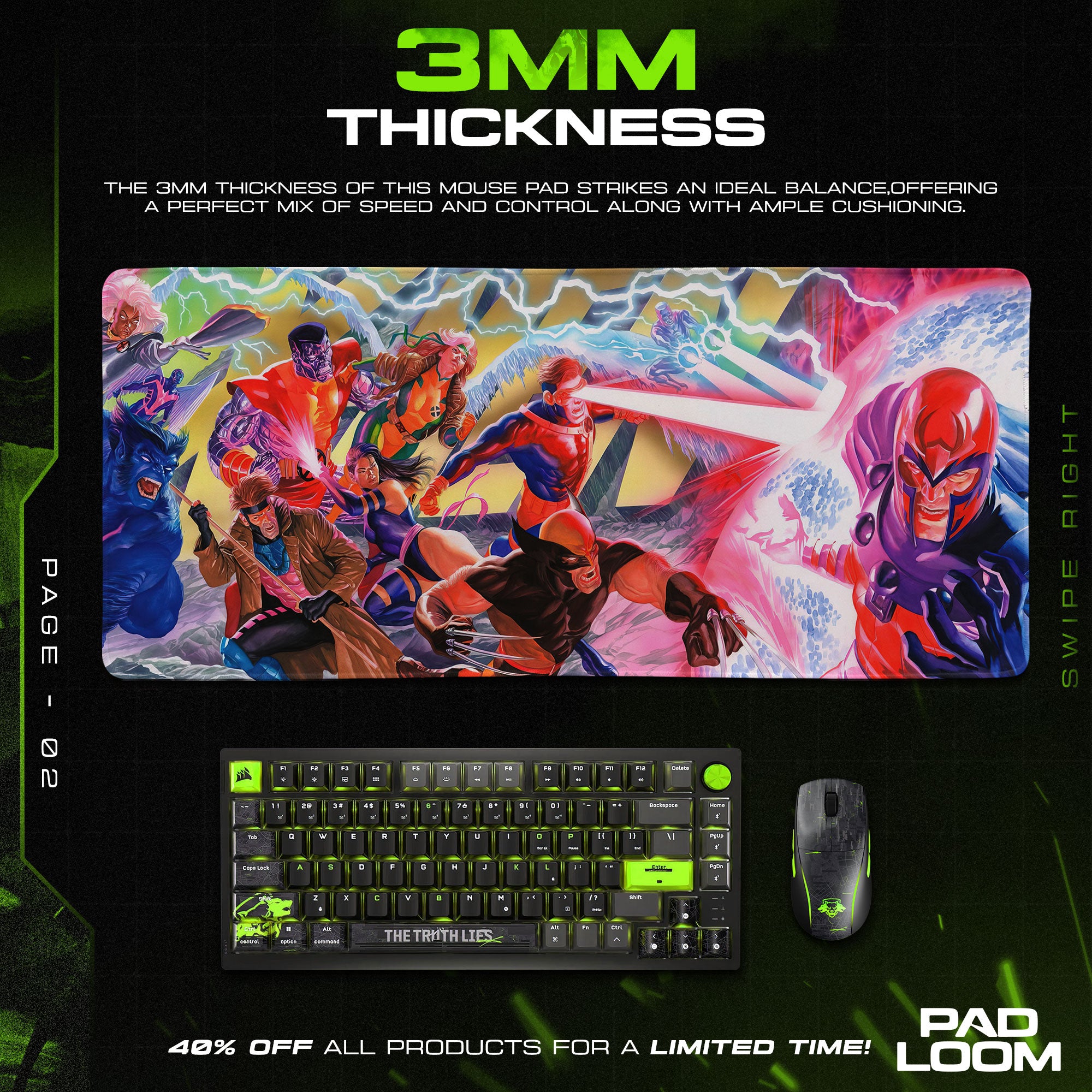 X-Men Mutant Showdown Mouse Pad, Marvel Gaming Desk Mat
