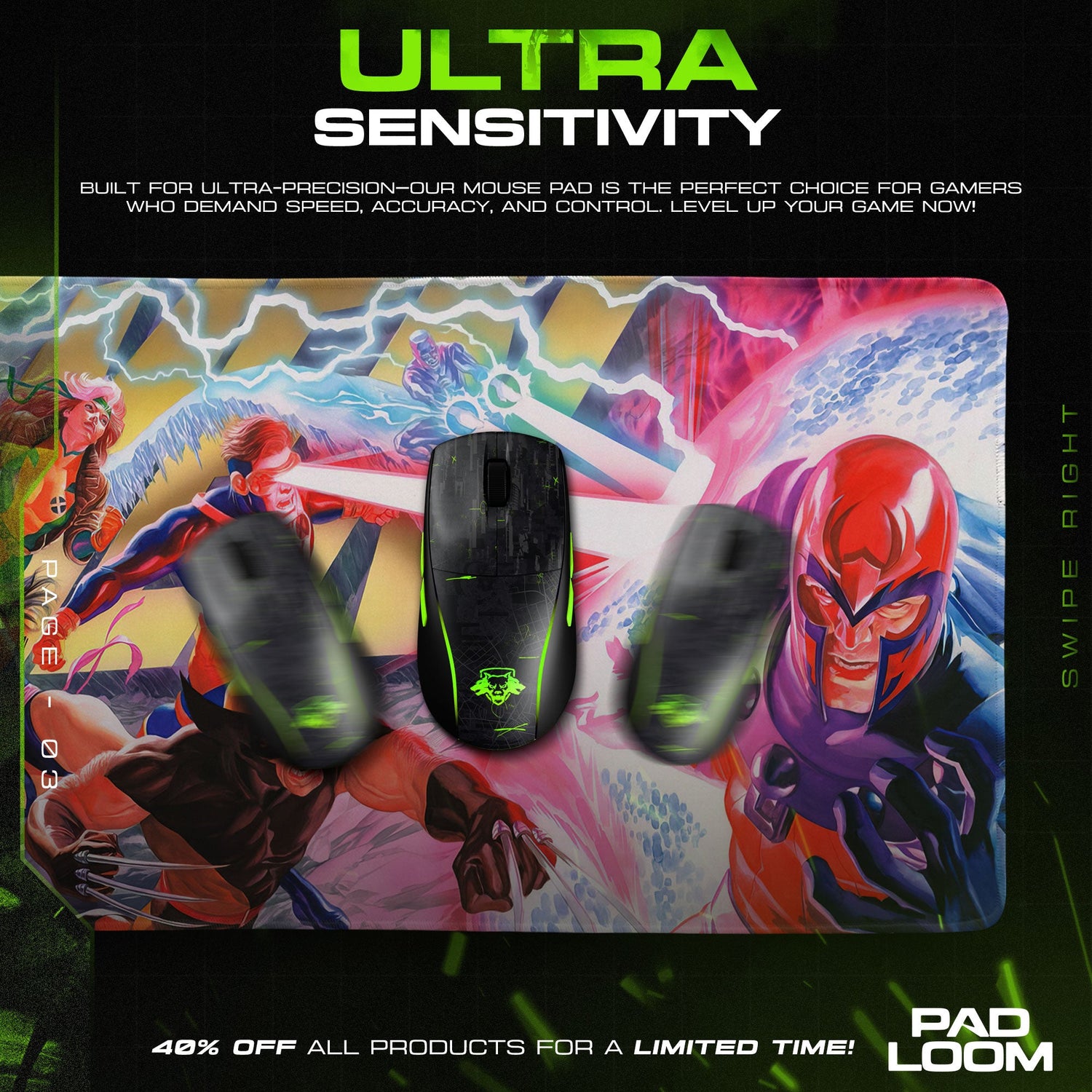X-Men Mutant Showdown Mouse Pad, Marvel Gaming Desk Mat Padloom