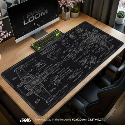 X-Wing Blueprint Mouse Pad - Star Wars Desk Mat