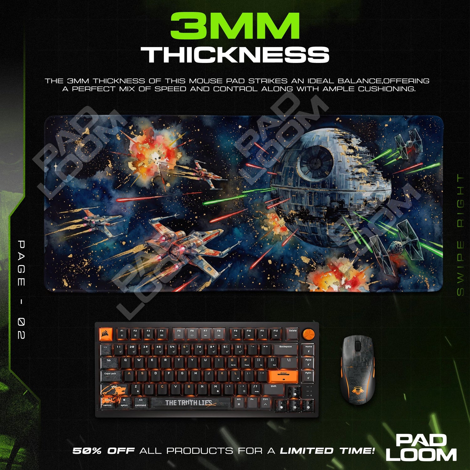 X-Wing Death Star Run Mouse Pad - Star Wars Desk Mat