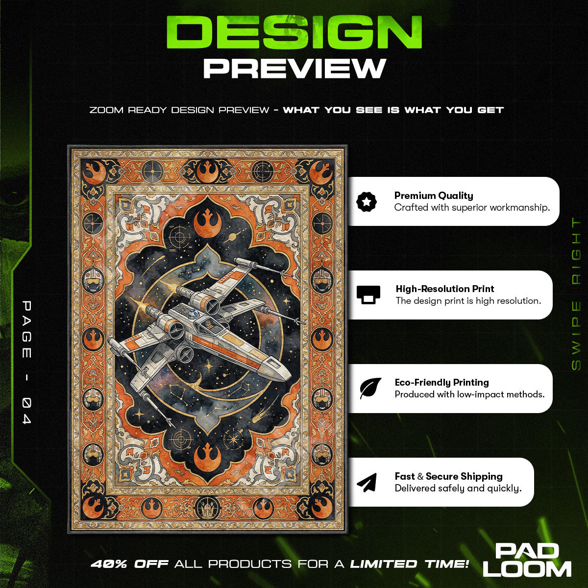 Room character design printed on rug
