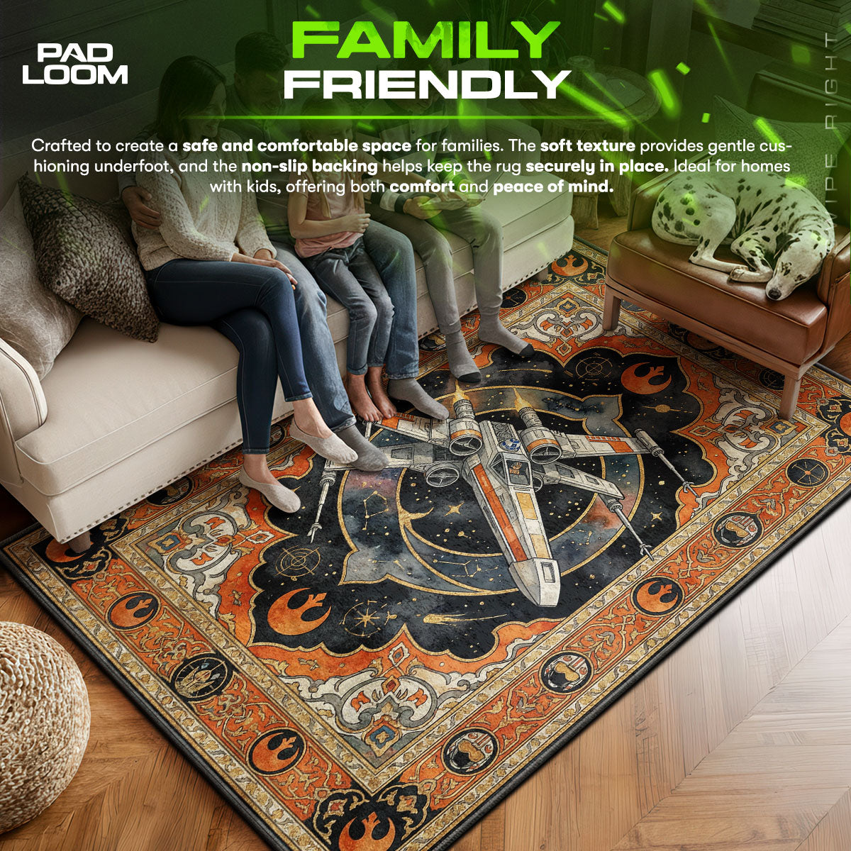 X area rug showing full home decor artwork