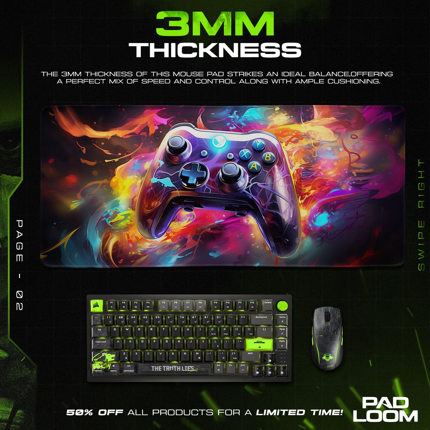 Xbox Controller Flames Mouse Pad, Game Gamer Desk Mat Padloom