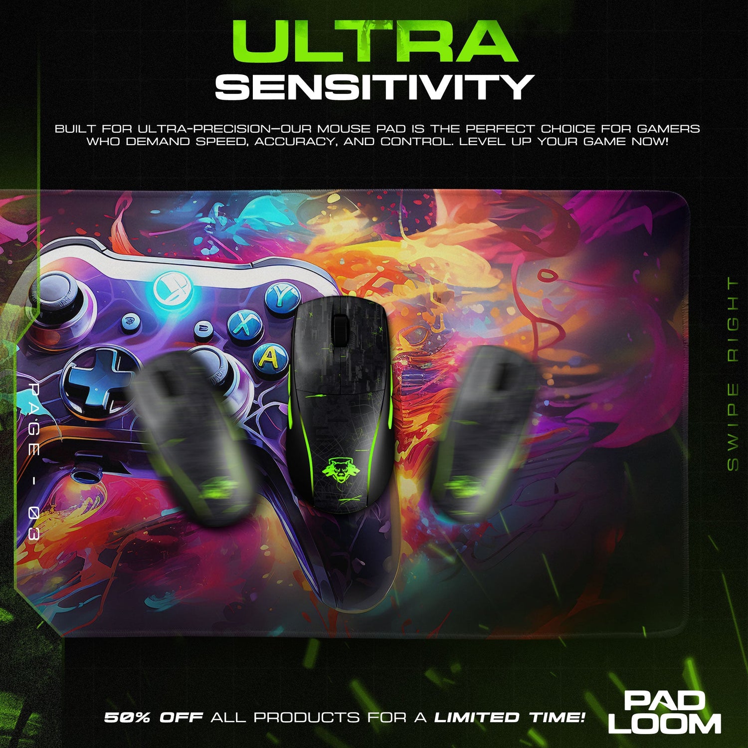 Xbox Controller Flames Mouse Pad, Game Gamer Desk Mat Padloom