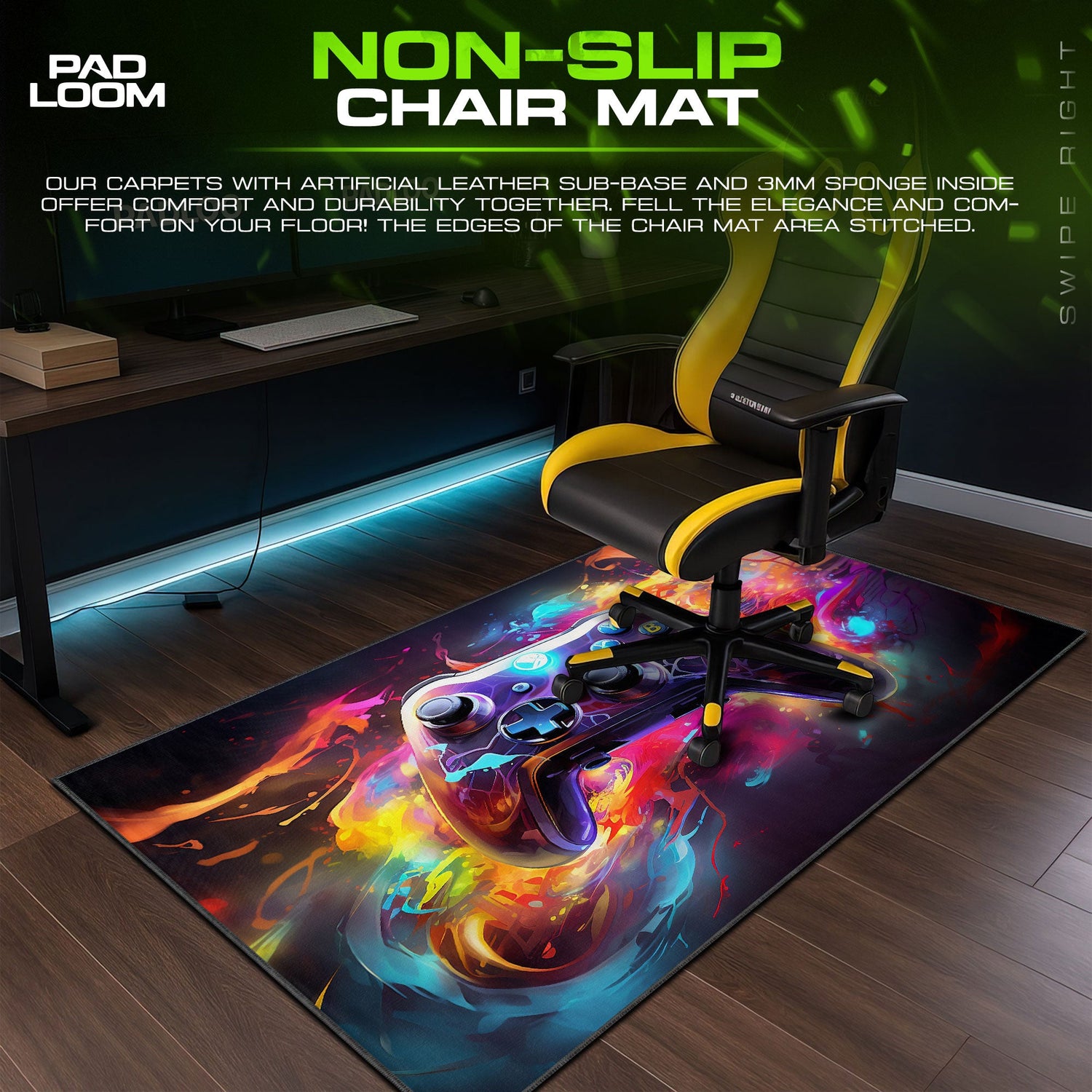 Xbox Controller Flames Mouse Pad, Game Gamer Desk Mat Padloom
