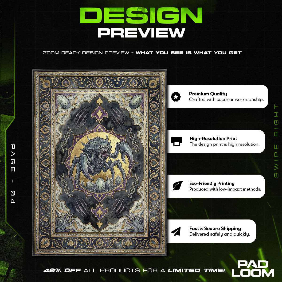 Chair character design printed on rug