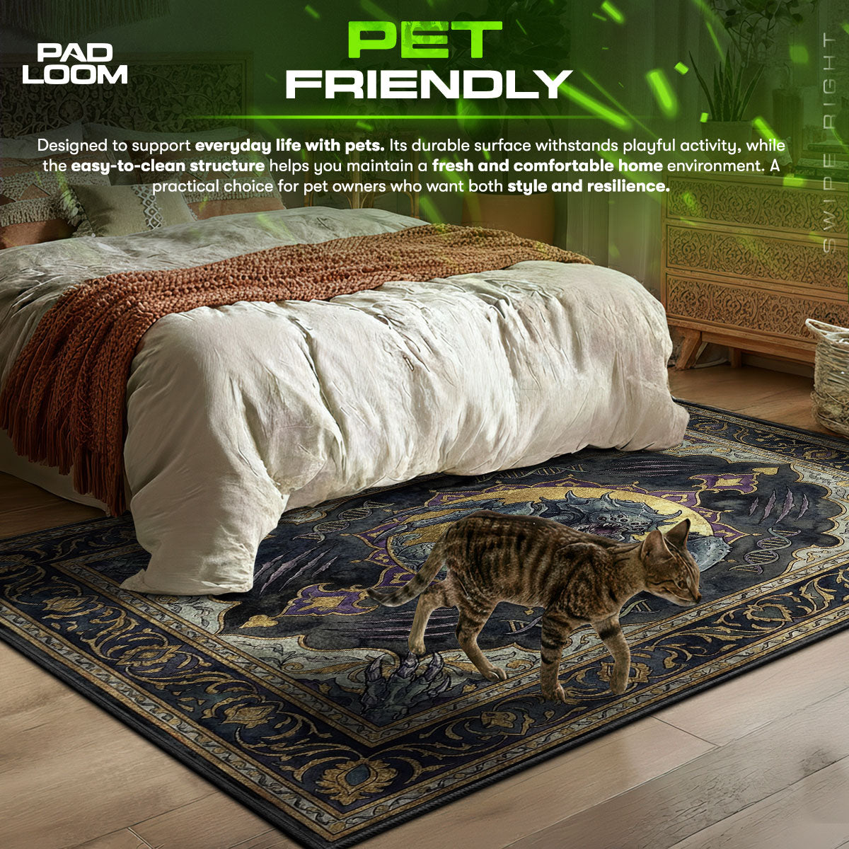 Detailed close-up of Alien rug pattern