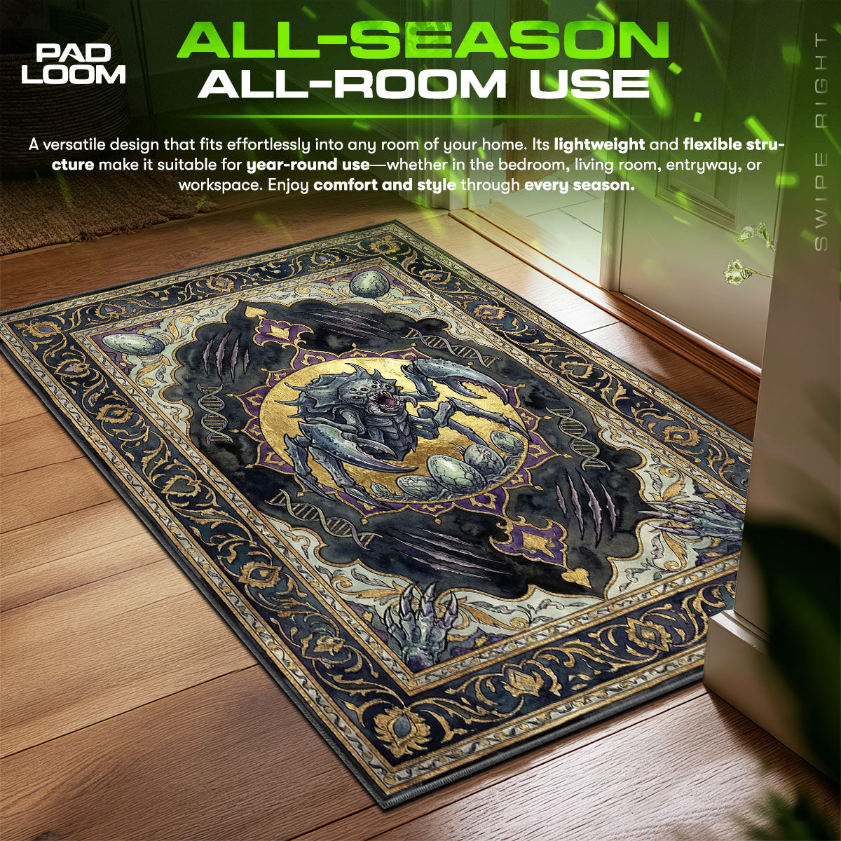 Alien Hatchling Xenobiology Starfield Chair fan rug — premium quality print