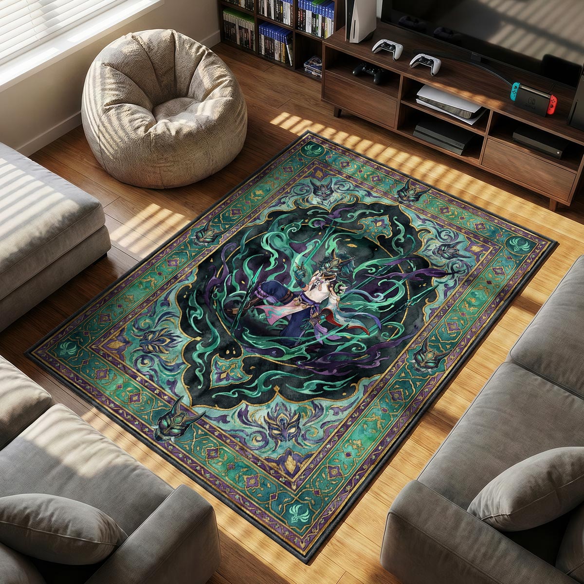 Xiao Yaksha Mask Rug - Genshin Impact Chair Mat