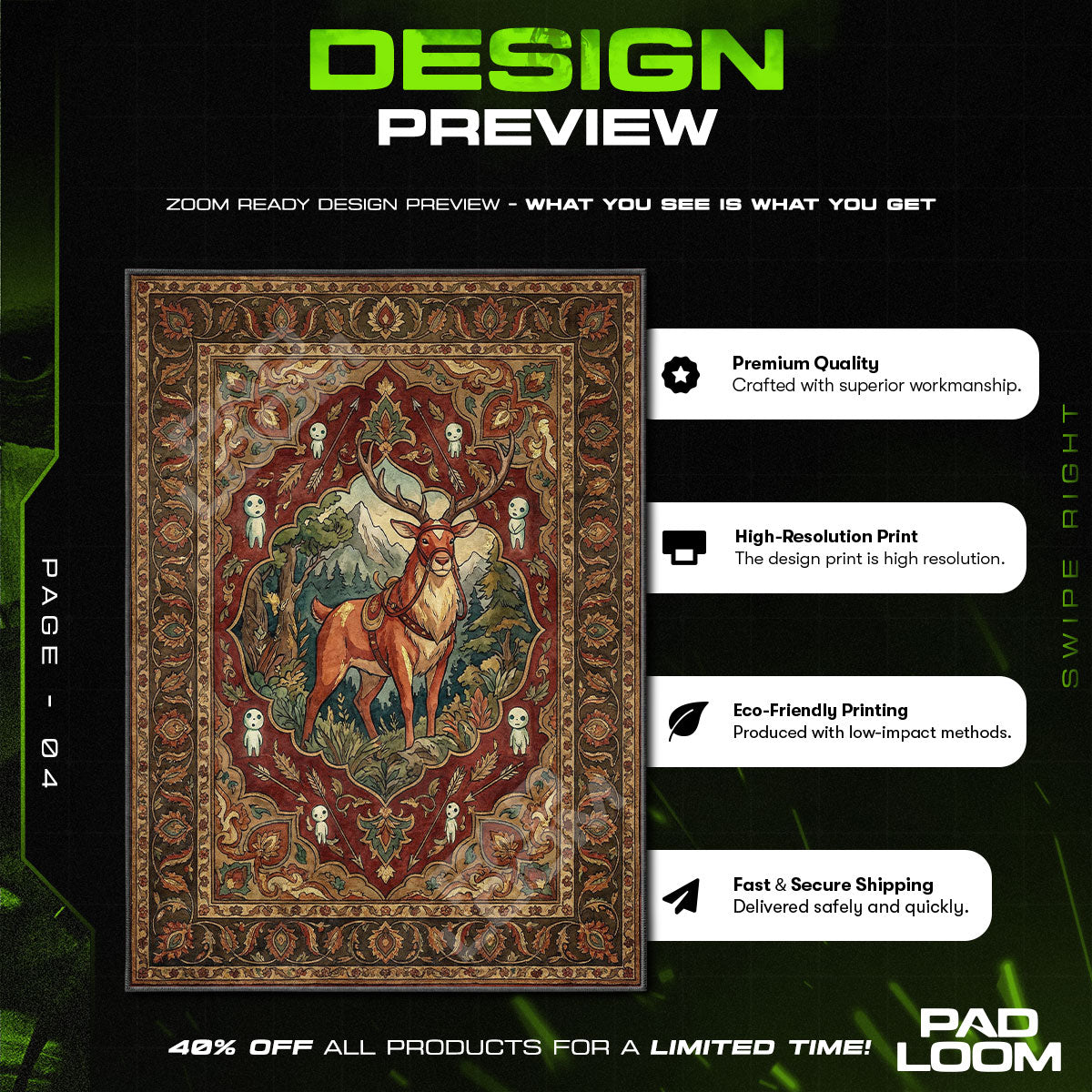Chair character design printed on rug