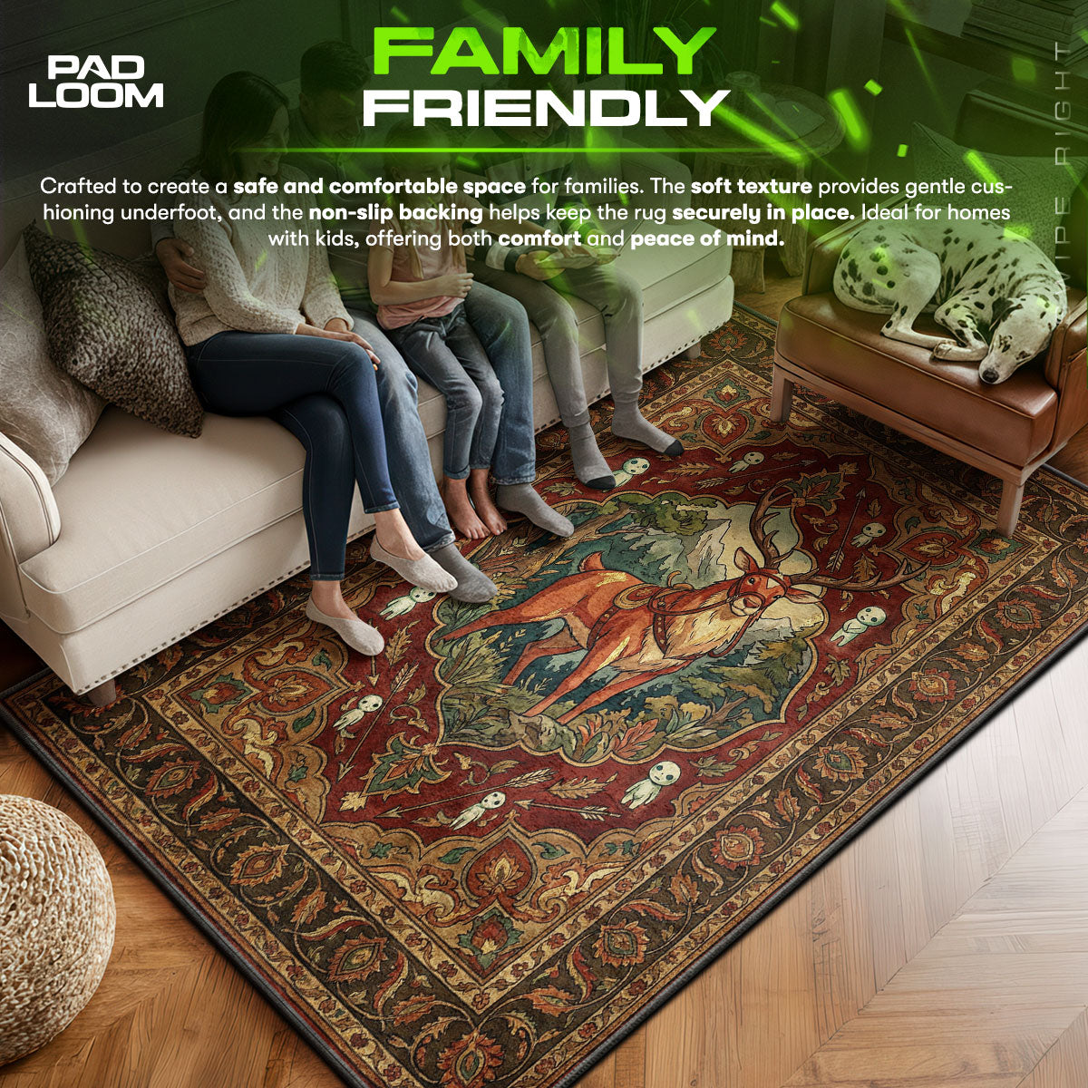 Yakul area rug showing full home decor artwork